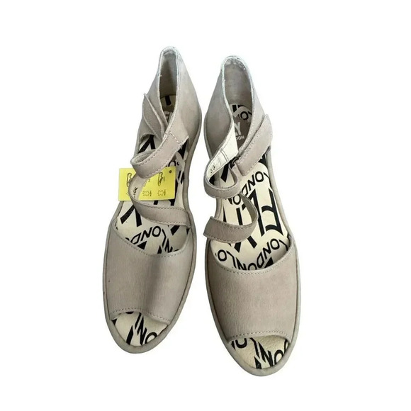 FLY LONDON PONA gray Wedge heel peep toe sandals size 39 8 8.5 NWT - Picture 2 of 12